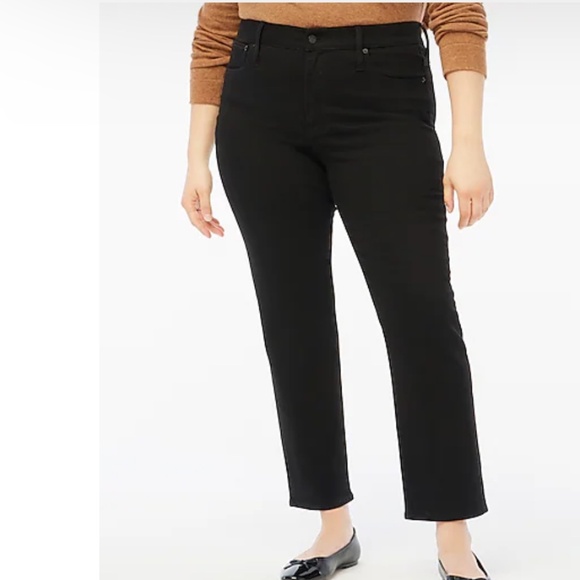 NWT J.Crew Factory Black Womans Essential straight jean all-day stretch SZ 34/18 - Picture 1 of 9